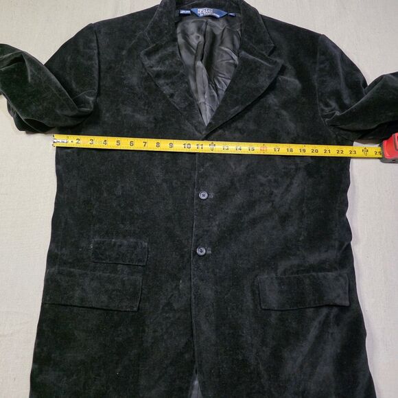 Vintage Polo Ralph Lauren Black Velour Velvet Mens Blazer Jacket size Large - Picture 10 of 11